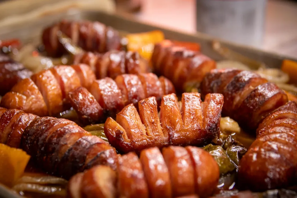 Hasselback Kielbasa Bites